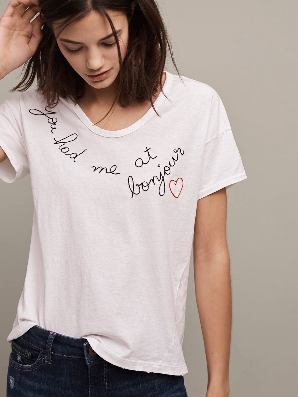 Anthropologie Sundry You Had Me At Bonjour Tee NWT